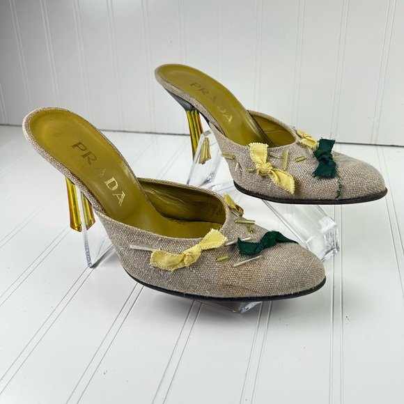 Prada Pointy Toed Knit High Heels - Picture 2 of 12